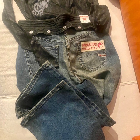 Ladies Parasuco Ergonomic Removable Belt Jeans Sz 27 - Picture 3 of 13
